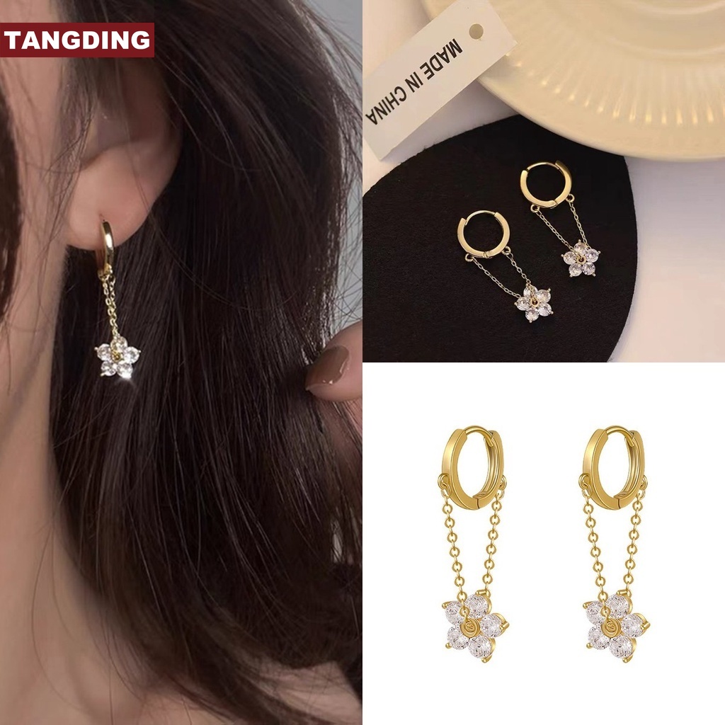 【COD Tangding】Korean Fashion Design Flower Earrings Tide Ear Clasp Earrings For Women Jewelry Accessories