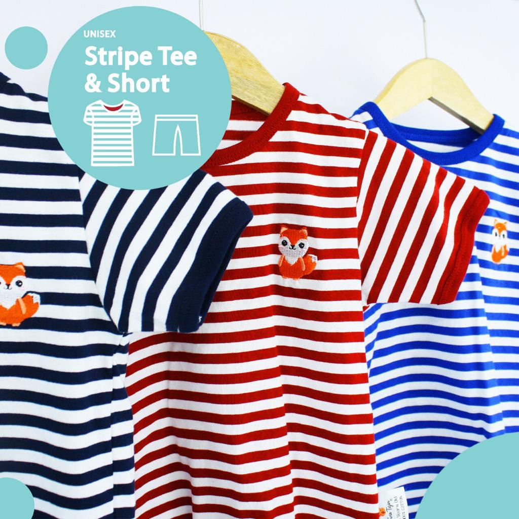 CUCI GUDANG PROMO TWIN TIGER SETELAN KAOS ANAK garis TSHIRT STRIPE TEE POCKET SET BAJU ANAK / BAJU BAYI 0-5 Tahun SNI