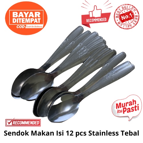 [BISA COD] PROMO Sendok Makan Isi 12 Pcs Stainless Tebal 373 30gr Anti Karat Bahan Tebal Murah Terjangkau