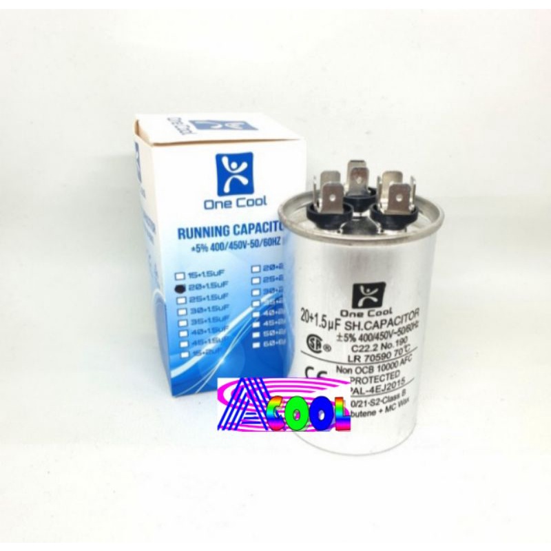 Kapasitor AC 20+1,5 uf 3 Soket/Running Capacitor-Kapacitor 20+1,5uf