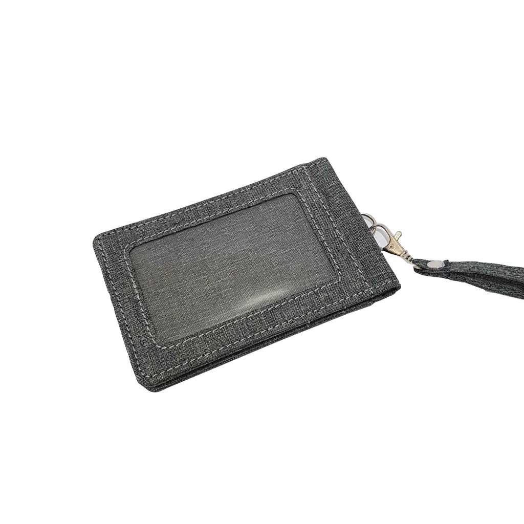 

ID Card Flashee Kanvas Abu-Abu Name Tag Kanvas Dua Sisi Kain Kanvas Tebal Termurah Lanyard Holder Kanvas
