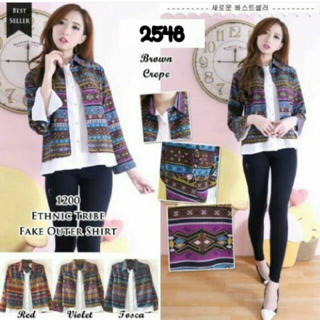 Ethnic tribe fake outer shirt