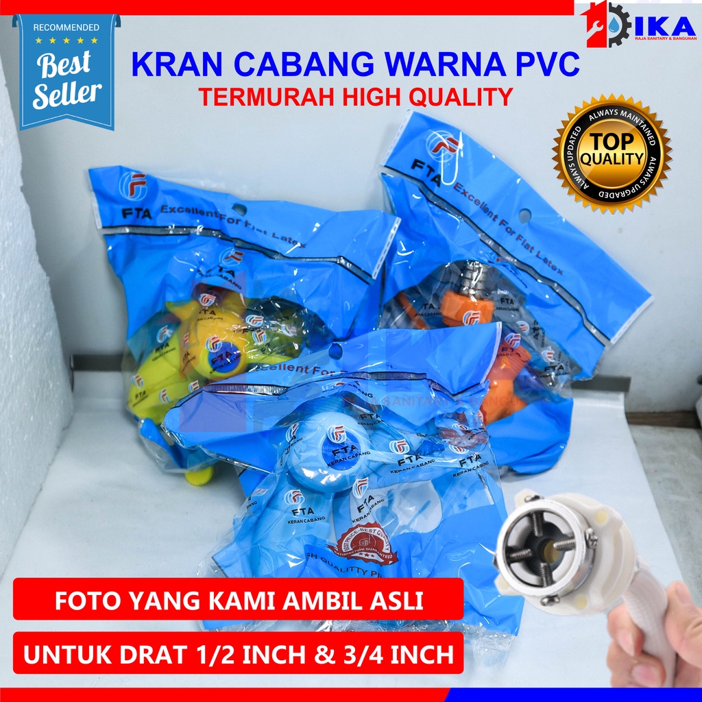 Kran Cabang PVC Shower FTA Keran Air Double Plastik Hand Kamar Mandi Toilet 1/2&quot; 3/4&quot; TERMURAH Kran Cabang Shower Plastik Engkol Cucut - 1/2 Inch