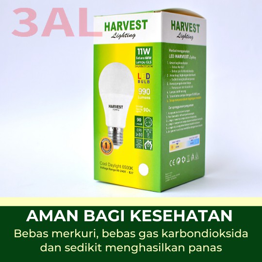 11W HARVEST LIGHTING Lampu Bohlam LED A Bulb  11 Watt Lampu Hemat Energi Original Bersertifikasi SNI dan Bergaransi