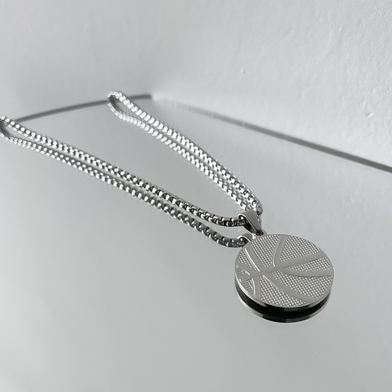 Titanium Steel Necklace Accessories Trendy Personality Medal Basketball Pendant Hip Hop Street