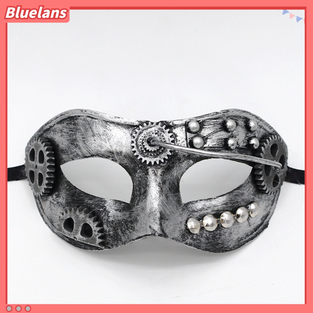 Cover Wajah Pria / Wanita Lapis Silver Gaya Steampunk Retro Reusable Untuk Pesta Halloween / Cosplay