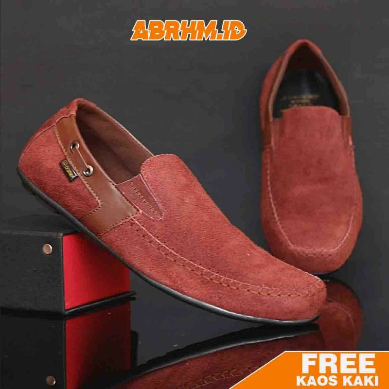 ABRHM x ASTA Sepatu Slip On pria Sepatu Pria Casual Sepatu Cowok/ Cowo Slip Sepatu Kulit Asli Keren Sepatu Kasual Santai Mocasin Gaya Keren Kekinian Ori Murah Terlaris