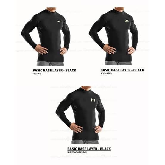 Baselayer Panjang manset baju olahraga panjang hitam - Hitam