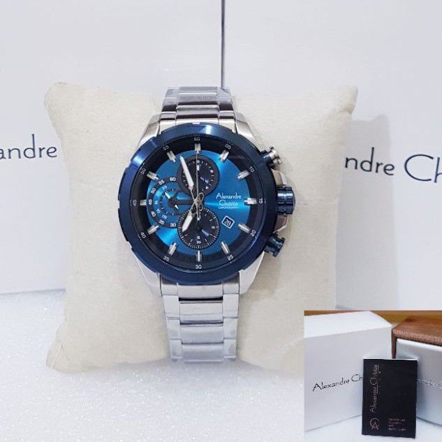 ALEXANDRE CHRISTIE PRIA AC 6508 SILVER BLUE JAM TANGAN ALEXANDRE CHRISTIE AC 6508 ORIGINAL