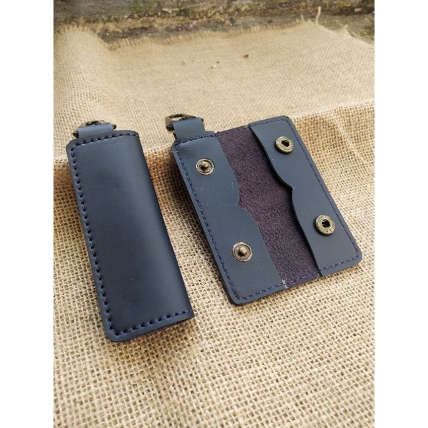 DOMPET STNK KUNCI MOBIL  MOTOR  SLIM / GANTUNGAN KUNCI SNAPHOCK / SHAPLOCK MILETERY ADS 01 KERIS TERBARU