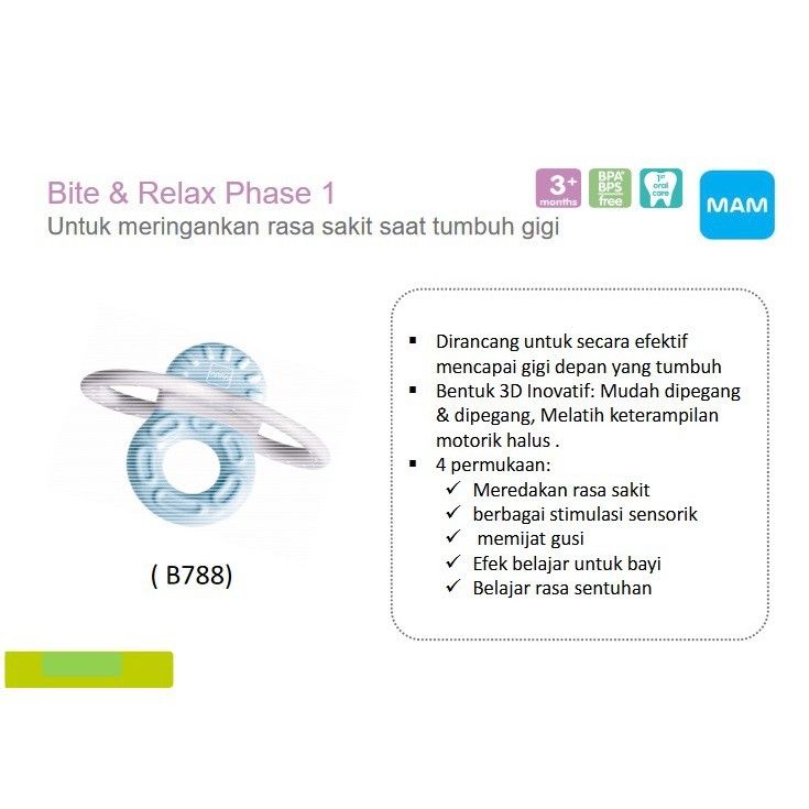 Mam Bite &amp; Relax Phase 1 (2m+) - Gigitan Bayi - Teether Gigitan Bayi