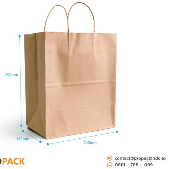 

☁ Paper Bag Handle Large 25pcs / Kantong Kertas Tali Tenteng HB02 Coklat ♀