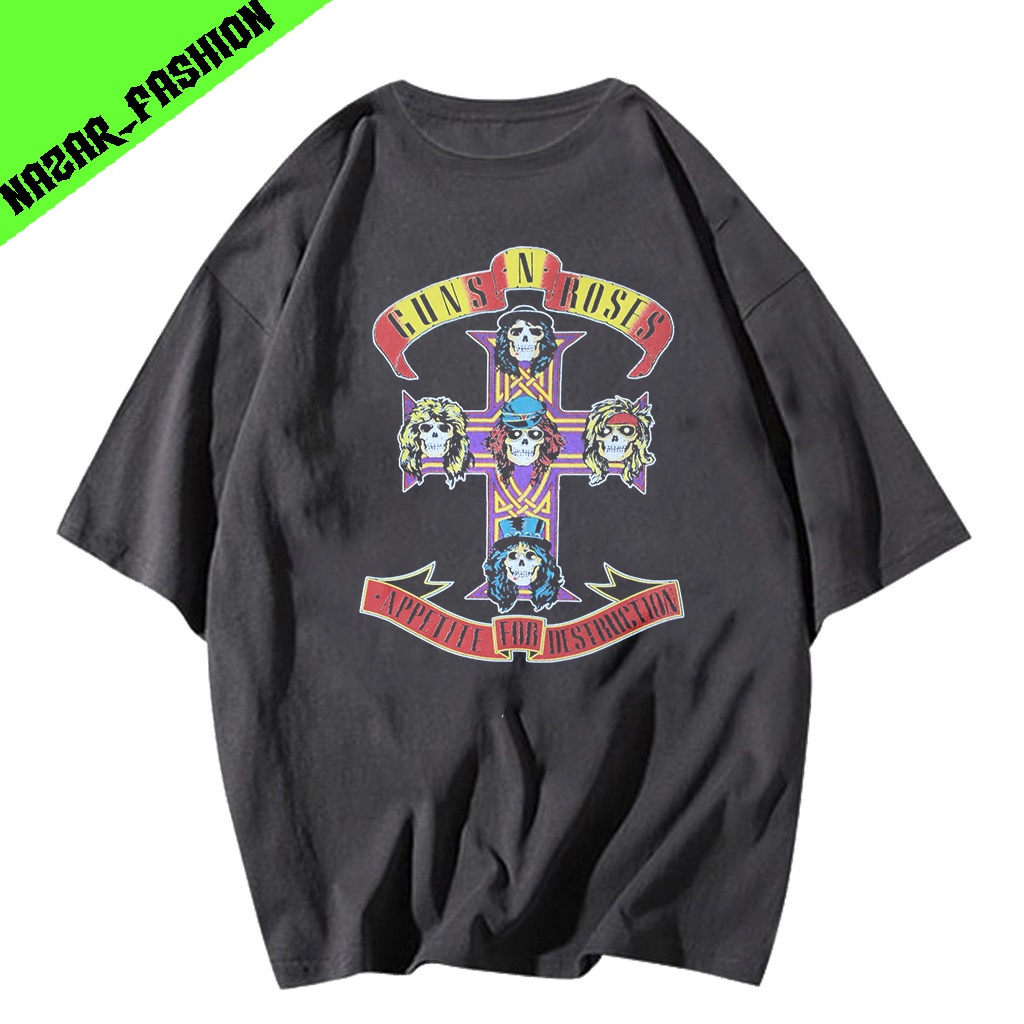 Guns n roses oversize kaos pria wanita