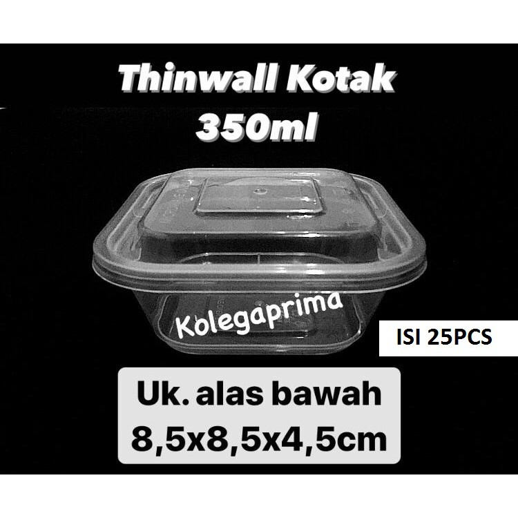 THINWALL SQUARE 350ML (PERSEGI/KOTAK)/ DESSERT KONTAINER MURAH/ OTK 350 ISI 25PCS