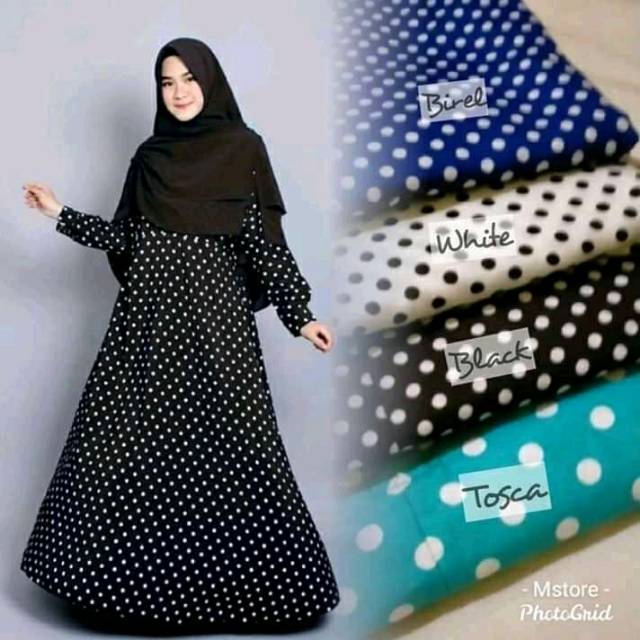 Gamis katun jepang murah / gamis katun polkadot