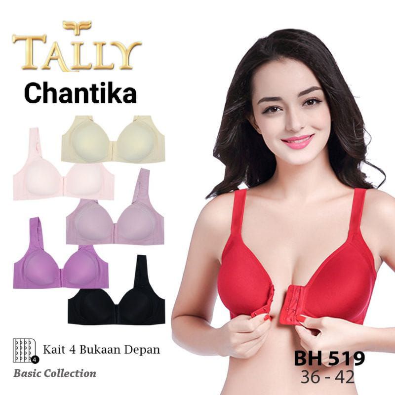 TALLY Bra Fashion Kancing depan 519 Busa Tipis Tanpa Kawat Cup B