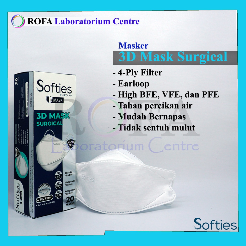 Masker Bedah Softies / Masker 3D / 3D Mask Surgical / Masker Medis per Boks