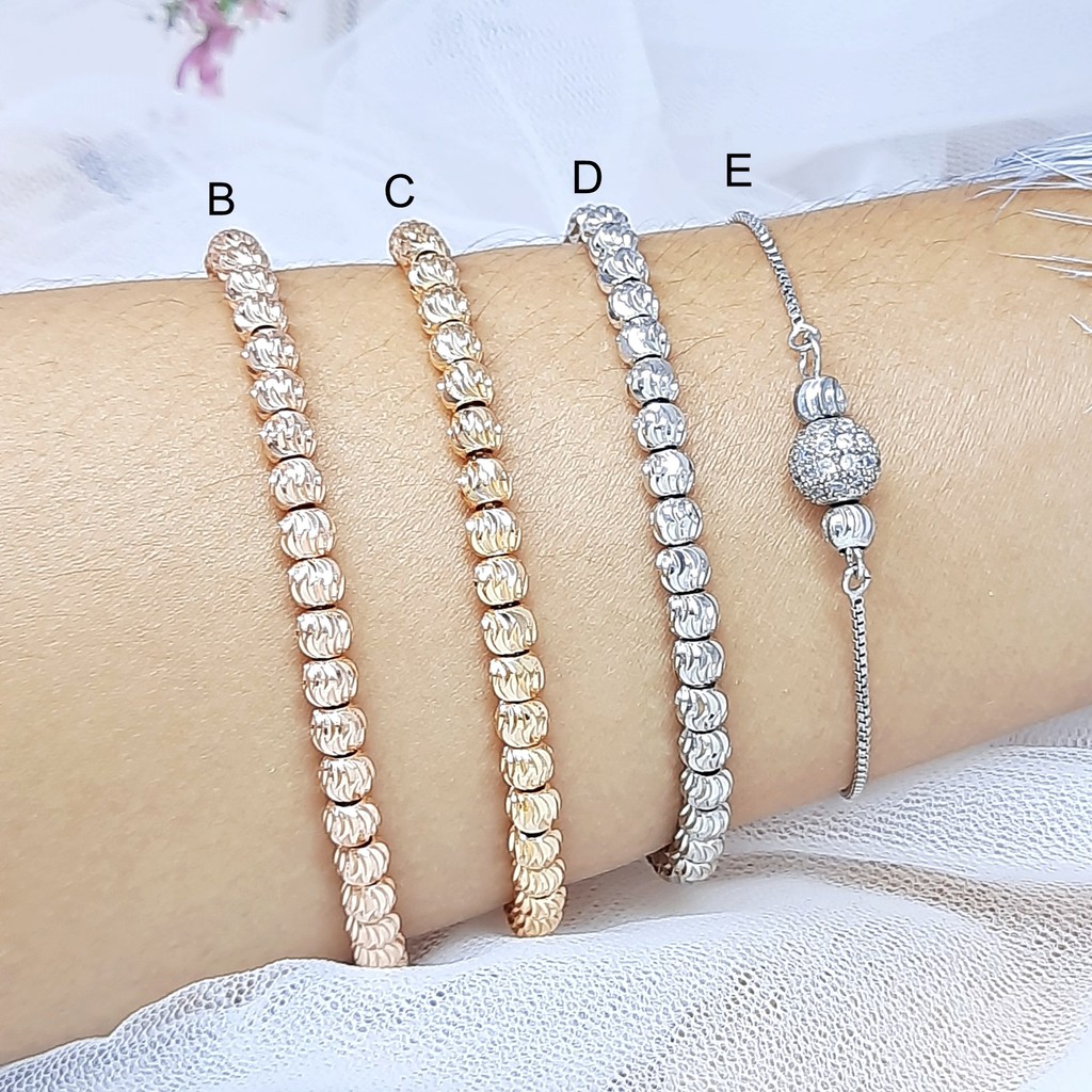 Gelang Serut Bola Bola Warna Rose Gold Silver Lapis Emas Xuping - BB629