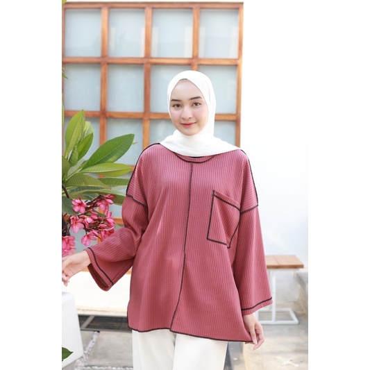 BUBA BASIC (Ld 120) - Atasan Blouse Polos Bahan Wafer Oversize