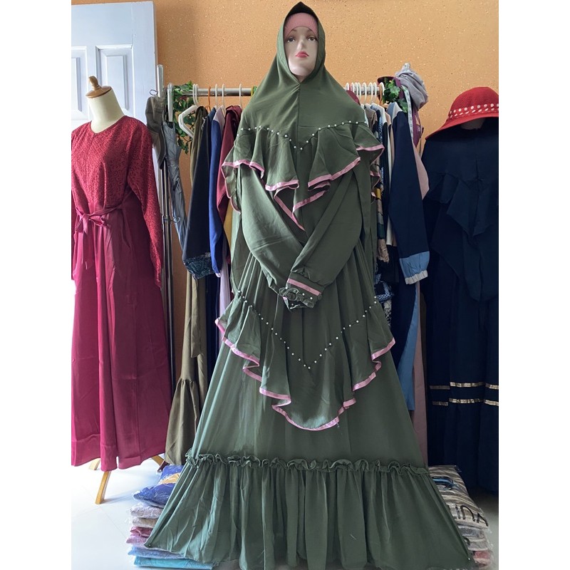 Baju Gamis Syar'i Khimar Mutiara