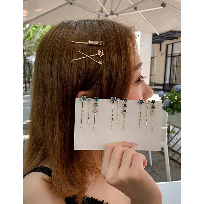 LRCJepit Rambut Fashion Bear Geometric Metal Hair Clip Set F65089
