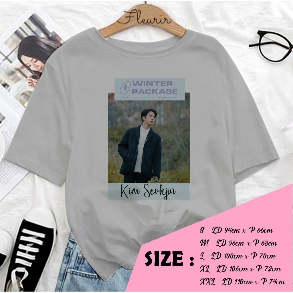 FLEURIR - KAOS SEOKJIN  WINTER PACKAGE WANITA DEWASA LENGAN PENDEK TEE UNISEX OVERSIZE JUMBO