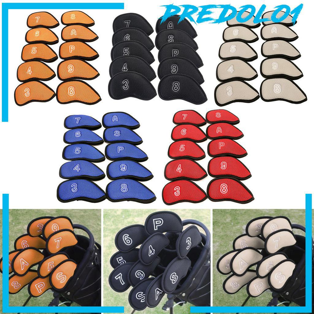 [PREDOLO1] 10Pcs/Pack Meshy Golf Iron Covers Set Headcover Fit Most Irons