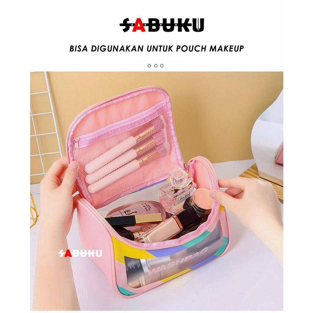 [S&amp;K] Wash Bag Bahan PVC Toilet Travel Pouch Tas Make Up Transparan Pouch Make Up Travel-SK1007