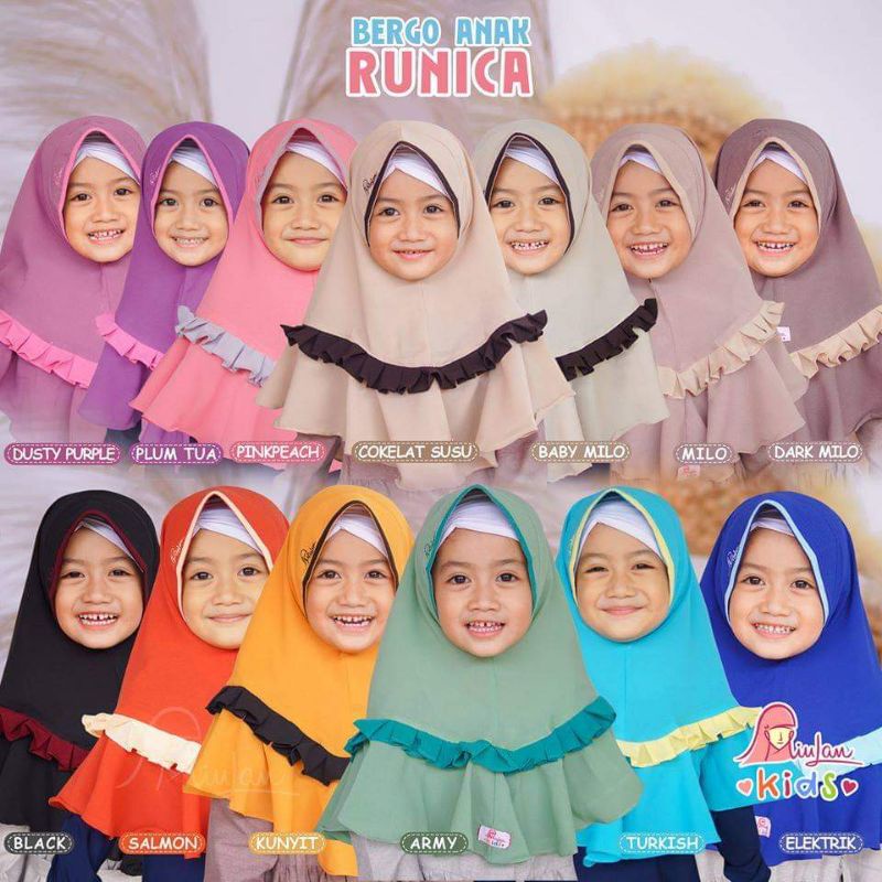 Bergo Anak Runica Miulan / Bergo Anak Miulan / Jilbab Anak Miulan / Jilbab Miulan / Jilbab Miulan Mu