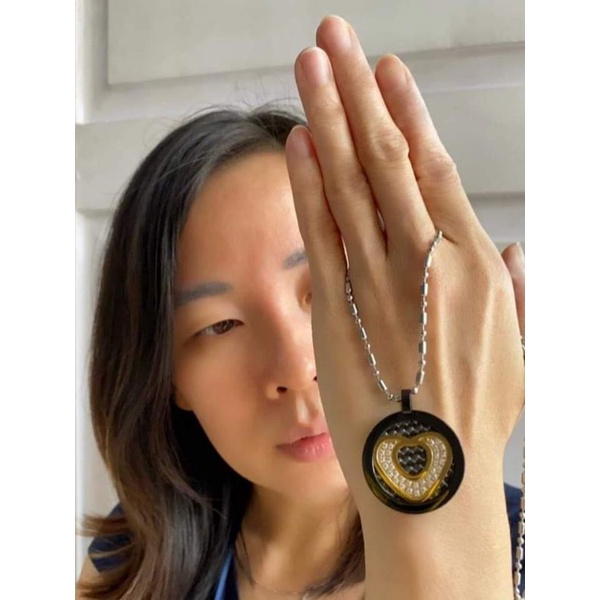 Pendant AURA HEART BLACK CRYSTAL ~ Kalung Kesehatan ORIGINAL MCI