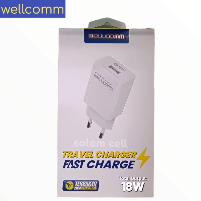 Charger WELLCOMM FAST CHARGE 18W Original Garansi Resmi