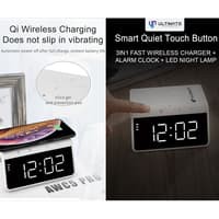 ULTIMATE POWER 3 IN 1 FAST WIRELESS CHARGER + ALARM CLOCK + LED NIGHT LAMP