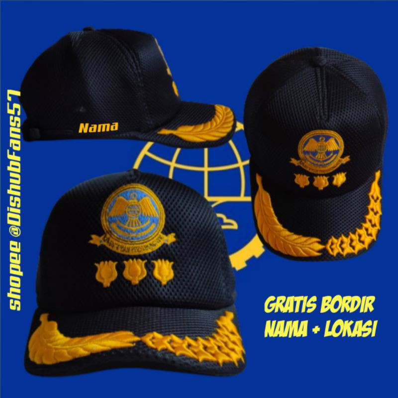 Topi Dishub Bunga Tiga - Gol 4c Jaring Full Bordir