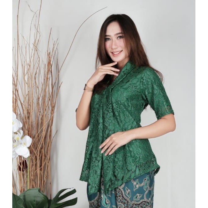 Kebaya Floy Brukat varian  Hijau Botol