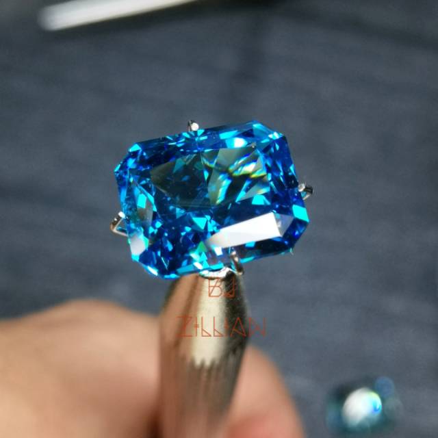 Premium Quality Batu Permata Simulant Diamond Fancy Blue A8 American Quality