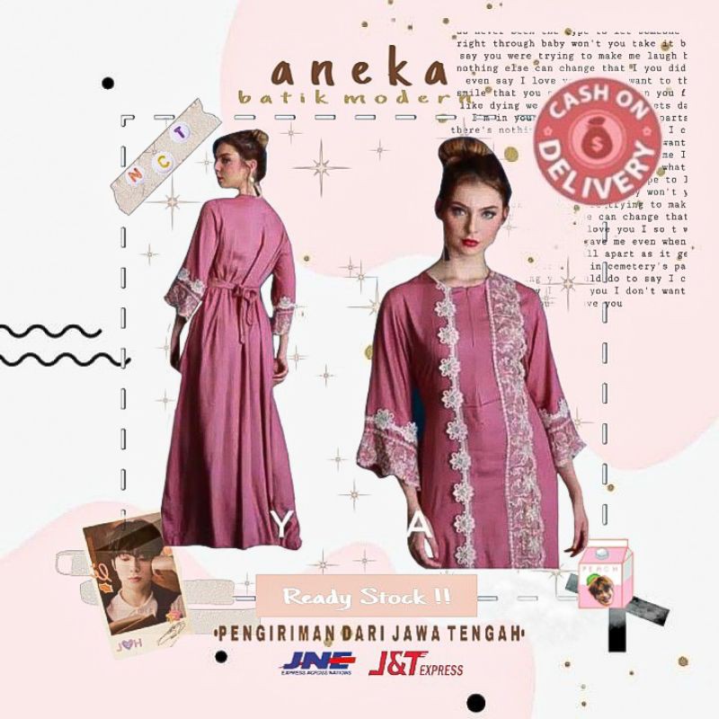 GAMIS YARRA FAIRUZ POLOS KOMBINASI RENDA STYLE ARAB TURKI DUSTY HIJAU BOTOL HITAM MARUN LEBARAN