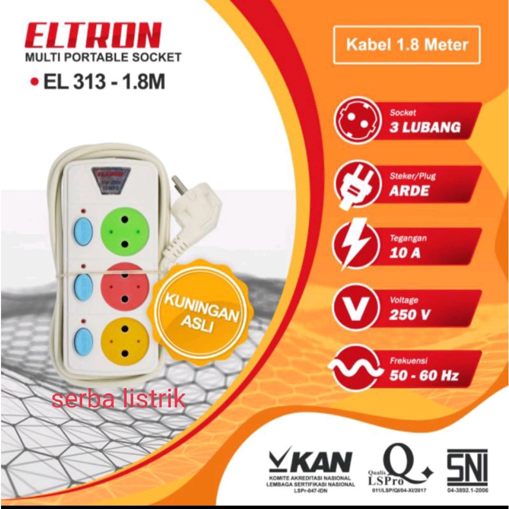 Stop Kontak Kabel Switch ON/OFF Eltron SNI