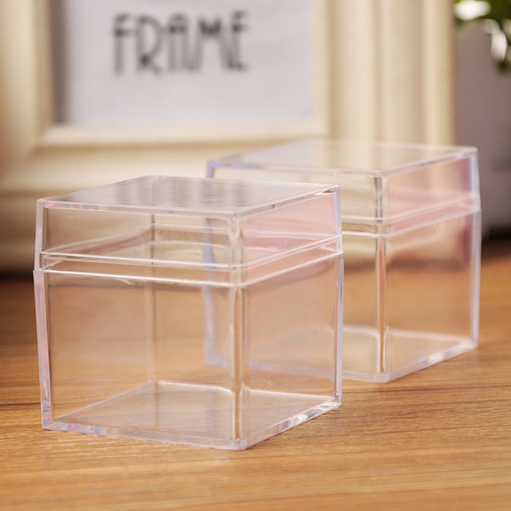 aaoottuuoo5.id Cod   2 PCS Home Transparent Acrylic Storage Box Multifunctional Cube Jewelry Display Plastic Case 5*5*5cm