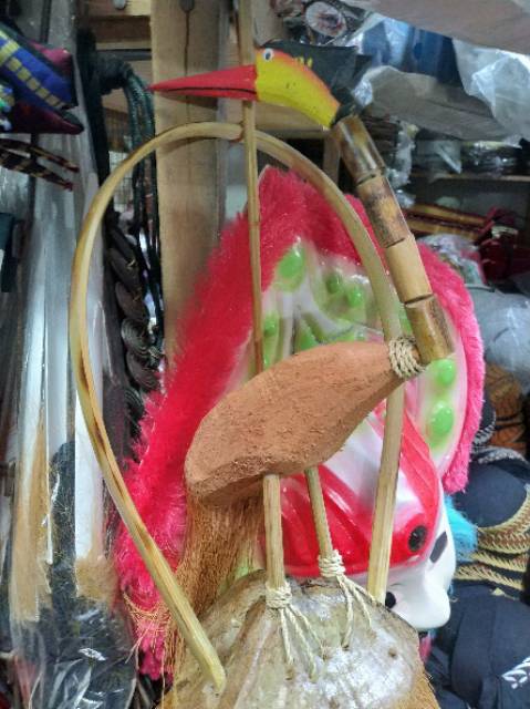 LONCENG ANGIN BURUNG LUKISAN BUNGA UKURAN 55 CM BAHAN BATOK BAMBU WIND CHIME GENTA ANGIN KLINTING