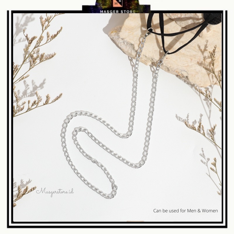 Kalung Strap Masker Tali Masker Kalung Mask Chain-Chain White Premium