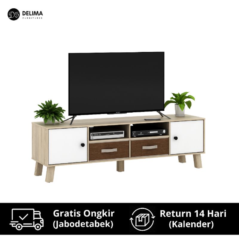 Meja TV Kabinet Rak TV 150 cm - White Oak