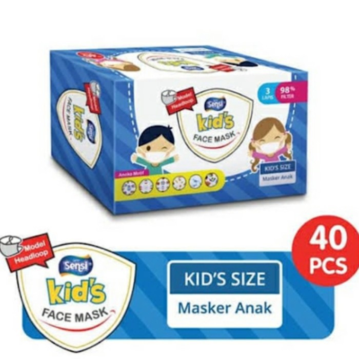 SENSI Child 3ply Face Mask isi 40pcs Masker Anak Disposable 3 Layer