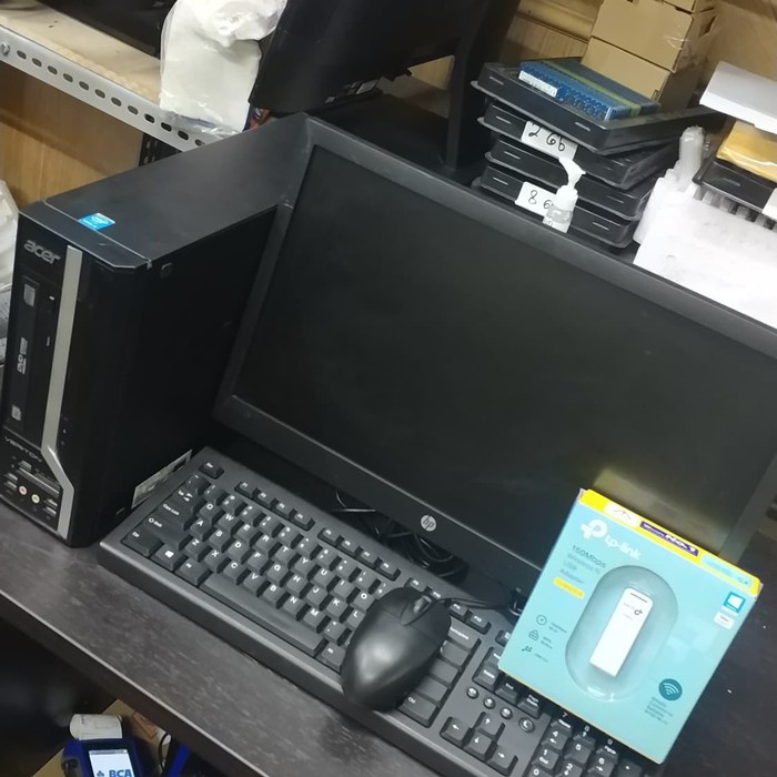 paket komputer fullset/PC ACER SFF core i3 2100+4gb+320gb+lcd 19&quot;wide keyboard + mouse siap pakei