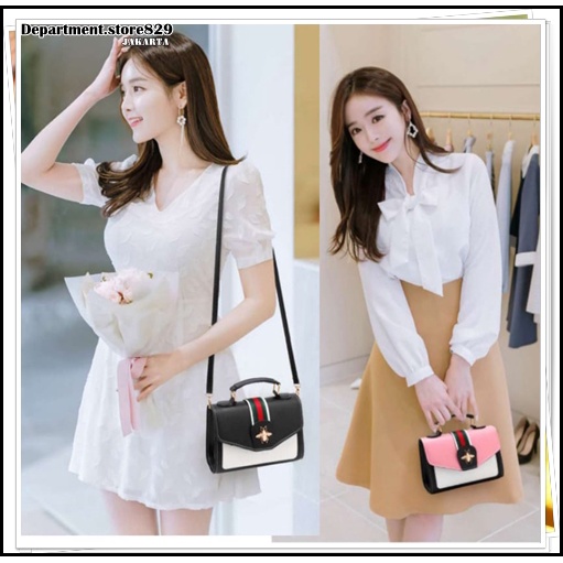 ♥DPS829♥T116 Tas Bahu Selempang Ukuran Kecil Wanita Strap Lebar dengan Resleting untuk Travel