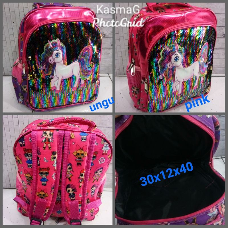 TAS RANSEL USAP ANAK TK UNICORN RANSEL SEQUIN