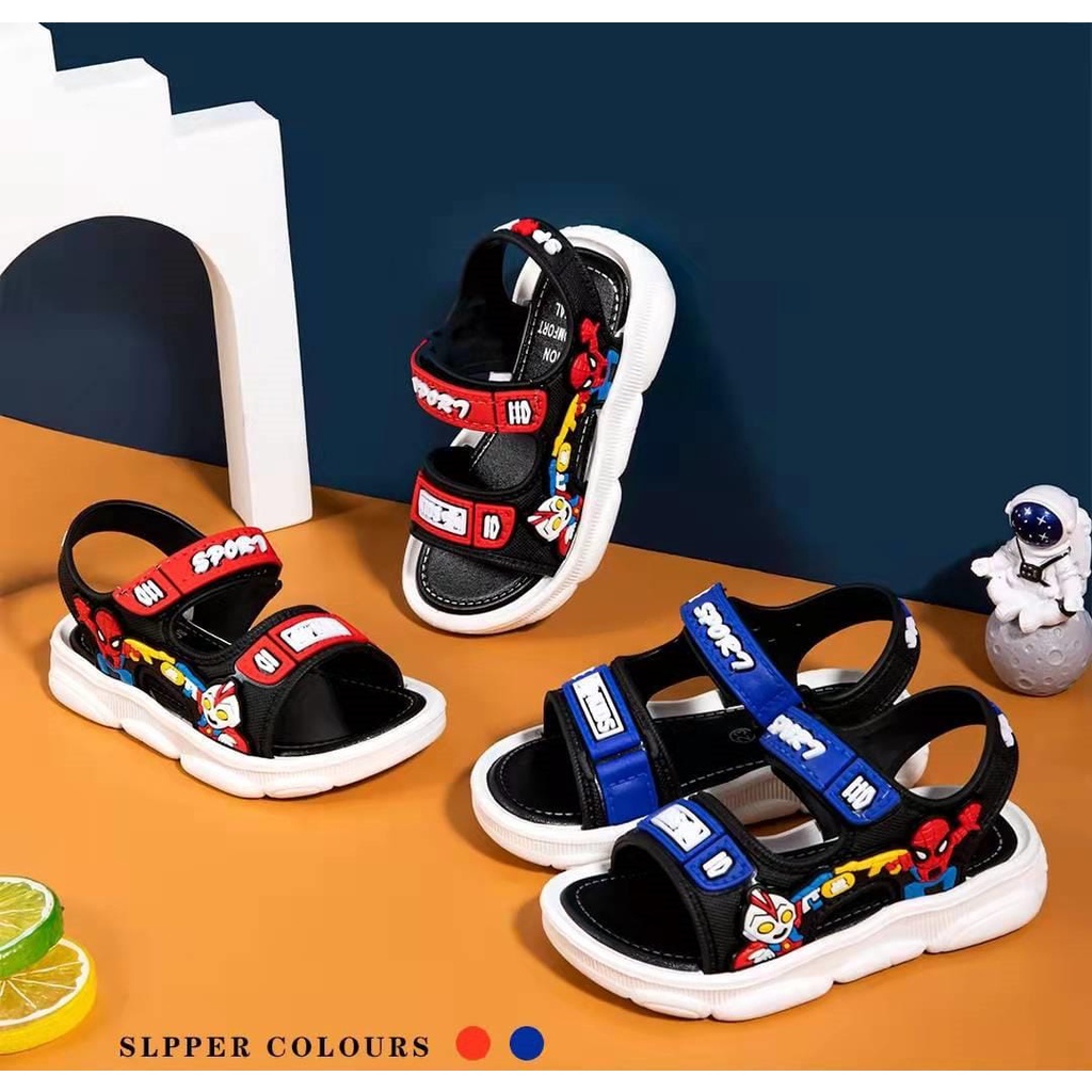 HappyOliver SPORTS HERO Sandal gunung Sepatu Sandal Anak Laki Laki Bahan PU Model Lucu 1-6 Tahun Import