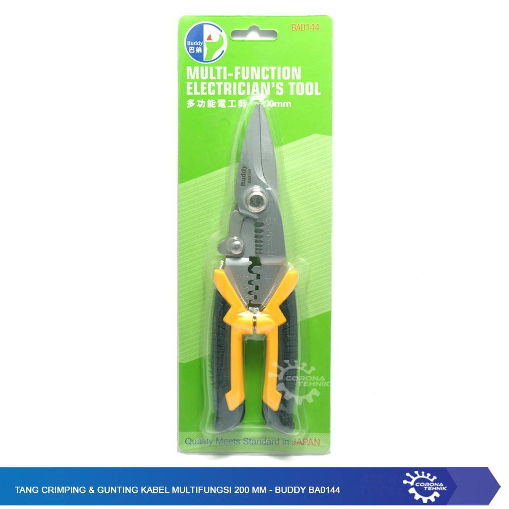 Tang Crimping &amp; Gunting Kabel Multifungsi 200 mm - Buddy BA0144