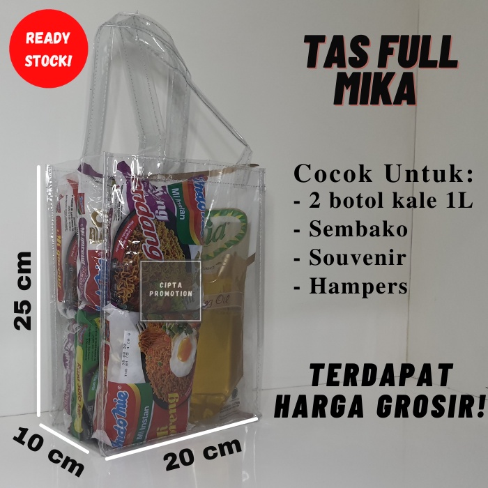

Tas mika transparant | Hampers mika | Goodiebag mika | Tas souvenir | Tas ulang tahun | Uk 20x10x25