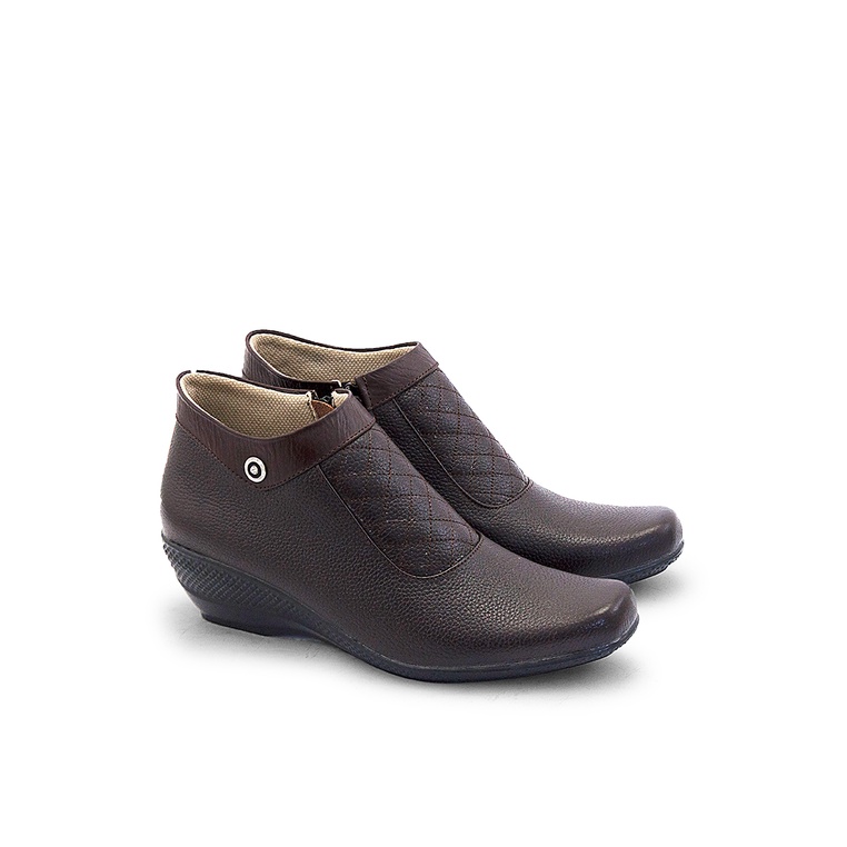 Sepatu Boots Formal Wanita Coklat Kulit Asli Terbaru Fujiyama 727
