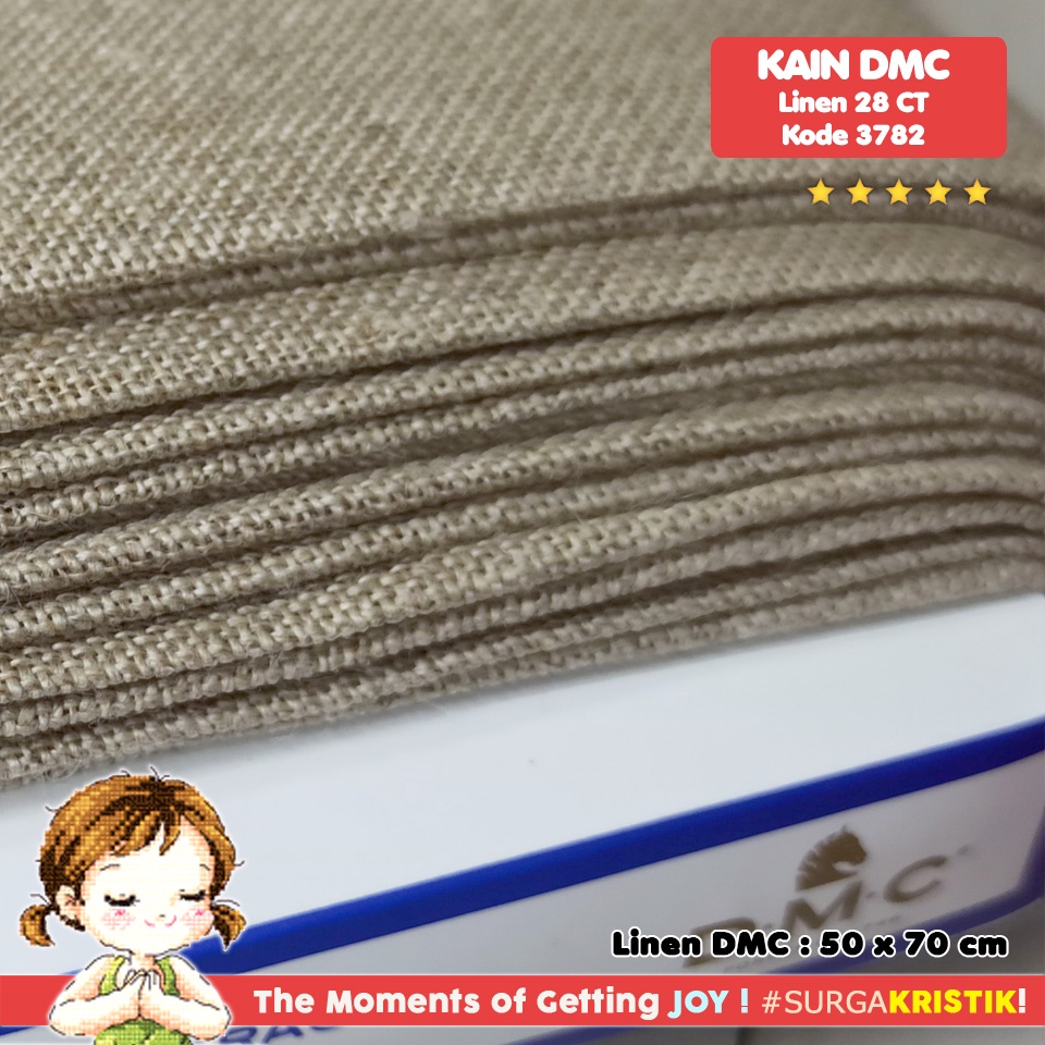 Kain Sulam Kristik Strimin Linen DMC 28ct DM432SO 3782 Natural Rustic